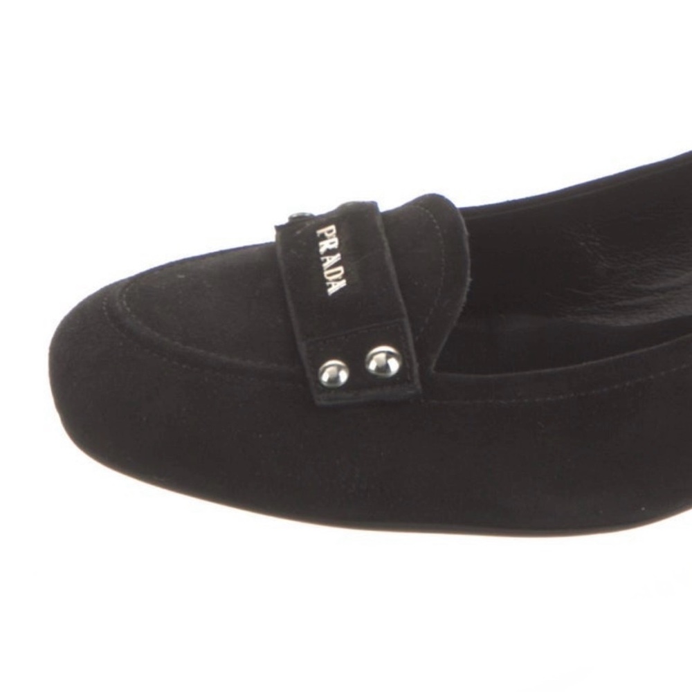 NEW Prada Women's Black Suede Ballet Flats Loafers Size: 7 / 7.5 /37.5 - Picture 6 of 15